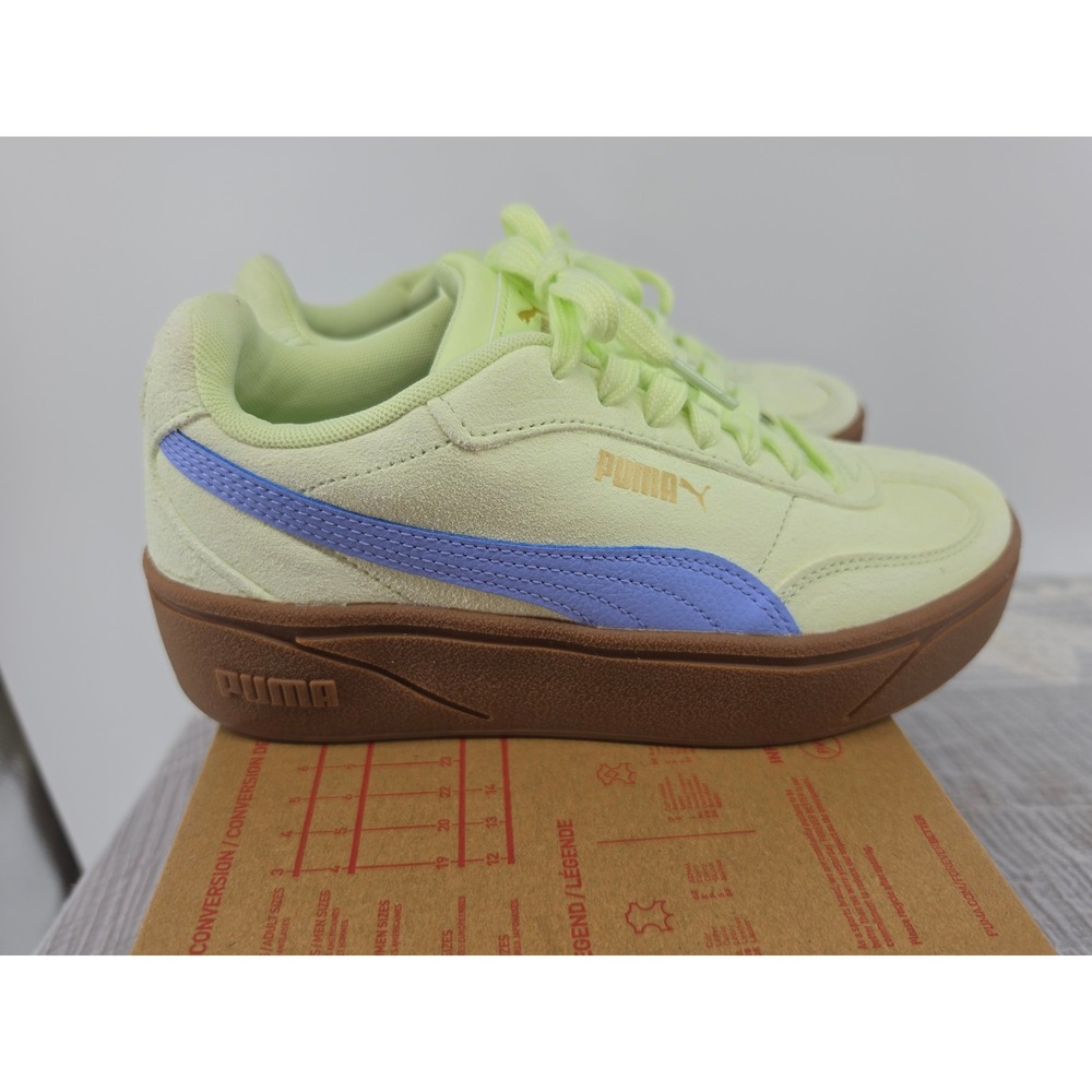 Puma Club II Era Lime Green Purple Gum Platform Suede Sneakers 402609-10 Womens7
